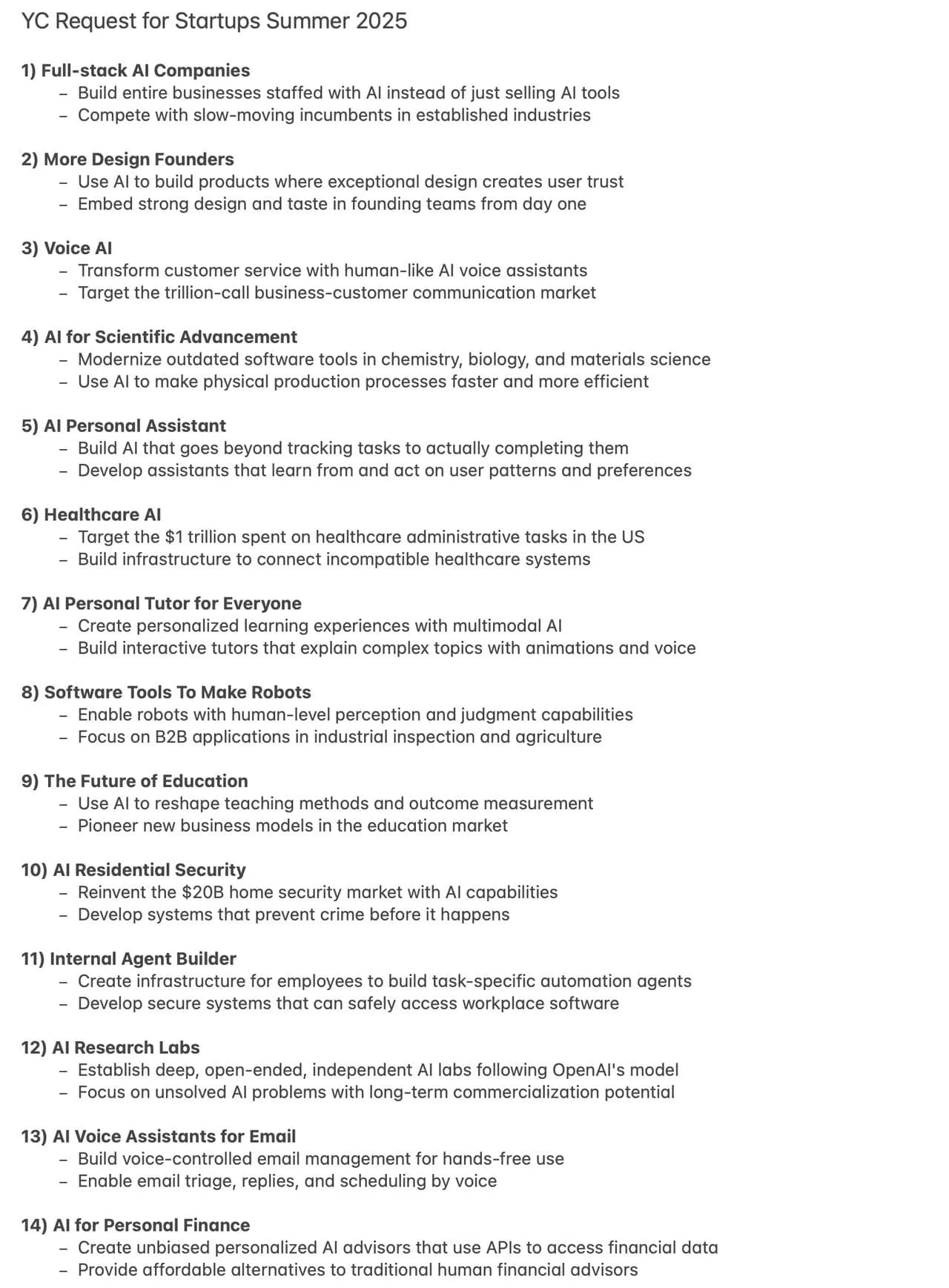 Y Combinator's new startup ideas for 2025 - Image 1